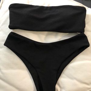 Zaful strapless high waisted Bikini - Black - Size M